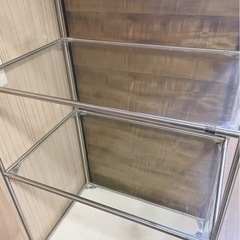【ラストお1つ】ガラス シェルフ 棚 収納 什器 キャスタレトロの画像