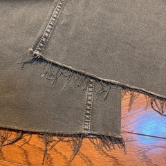 ZARA カーキ　ワイドパデニムパンツLサイズの画像