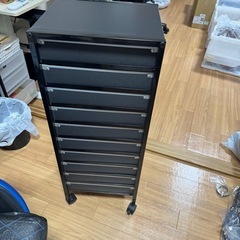 キャスター付き10段キャビネット ブラックの画像