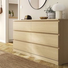 【IKEA】MALM マルム チェスト（引き出し×6） ライトオ...