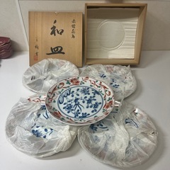 たち吉　赤絵花鳥　和皿 5枚