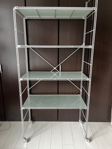 無印良品　ユニットシェルフ　4段　ラック　ガラス棚