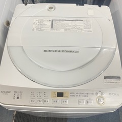 北九州市内配送無料　保証付き シャープ SHARP 全自動洗濯機 6.0kg ホワイト系 ES-GE6C-Wの画像