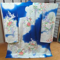 正絹　振り袖　花尽し　錦紗縮緬　美品