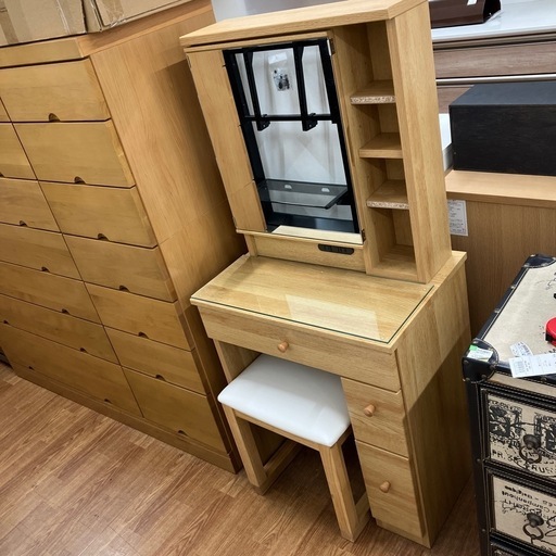 一生紀　1面ドレッサー　パネラ　ブラウン　チェア付属【取りに来れる方限定】