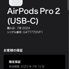 【美品】【正規品:保証期間あり】Air pods pro(第二世代)【USB typeC ※ケース付き】の画像