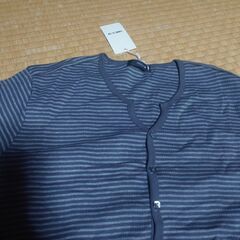 新品　COMME CA ISM ストライプ Tシャツ Lサイズ グレーの画像