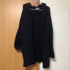 Lネイビーブルーフード付きカーディガン