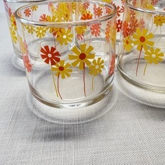 グラス コップ ガラス 花柄7個セットの画像