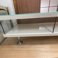 【リサイクルサービス八光】幅160㎝　エナメルホワイト　ガラス天板テレビボード　65型まで対応の画像