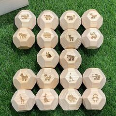【18セット限り梅雨割】通常16,500円→梅雨割12,000円　脳トレ積み木ブロック　OHAKO ZOO　18個桐箱入りの画像