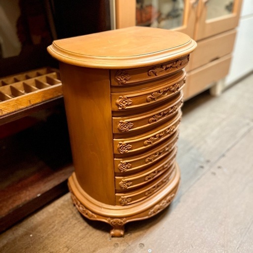 【武蔵小山店】 ドロワー 引き出し 引出し 小引き出し チェスト サイドチェスト アンティーク ヴィンテージ 木製 収納 クラシック 家具 装飾家具 引き出し収納 丸型チェスト ロココ調 可愛い インテリア 猫脚