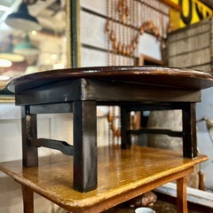 《売約済》【武蔵小山店】 時代 ちゃぶ台 テーブル 折りたたみテーブル 座卓 ローテーブル 昭和レトロ 丸テーブル 木製 テーブル アンティーク ヴィンテージ 日本　リビングテーブル 円形テーブル 古家具 中古 家具 レトロの画像