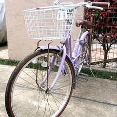 子供用自転車 22インチ ラベンダー 前カゴ付き
やや傷や汚れありの画像
