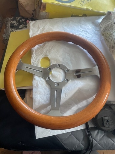 【国内即発送】 ウッドステアリングハンドル3スポークホイール 32cm 32パイJapan パーツ