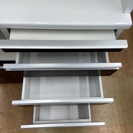 松田家具　レンジボード　ブラウン×ホワイト　モイス加工　33,000円