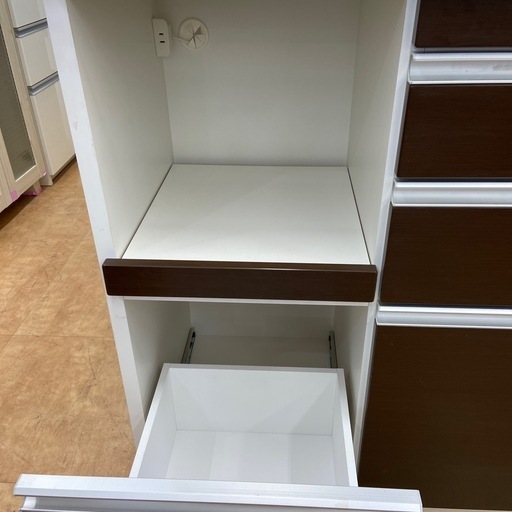 松田家具　レンジボード　ブラウン×ホワイト　モイス加工　33,000円