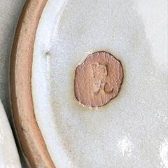 青みグレー 和風  陶器  波模様 貫入 平皿2枚セットの画像