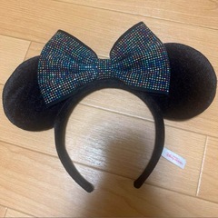 ミッキー耳カチューシャ ビジュー付き 黒