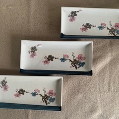 ニ幸 角皿　梅柄　3個セット