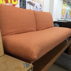 春日市?ソファベッド?オシャレ?2人掛けソファ?定価¥35,800?オレンジ