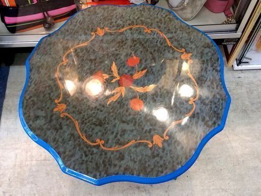 象嵌 ティーテーブル ブルー 高さ：約60㎝ カフェテーブル イタリア