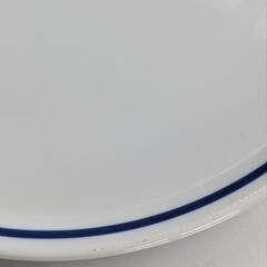 陶器  白  ホワイト   青いライン  平皿   3枚セットの画像