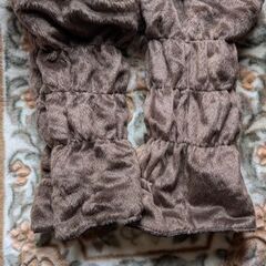 300円　未使用　茶リバーシブルレッグウォーマー　格納袋つきの画像