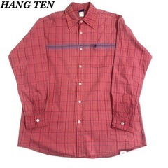 80s HANG TEN チェック柄 長袖シャツ Lサイズ相当