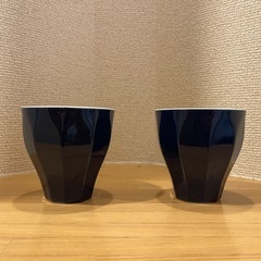 【未使用】陶器製　コップ　紺色ペア