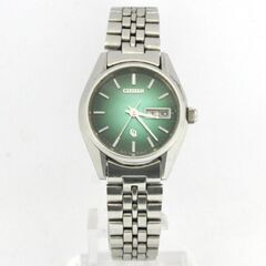 動作品 CITIZEN クオーツ式腕時計 4-701710K 3針 デイデイト グリーンダイヤル レディース 25年5月電池交換 札幌市 清田区 平岡の画像