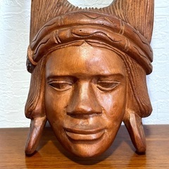 本日まで！エスニック 木彫り 仮面 アフリカ アジアン 民芸品 マスク 壁掛けの画像