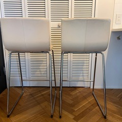 ハイチェア　バーチェア　IKEA 本革　白