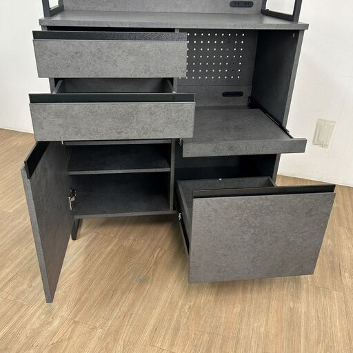 【新品】 ☆豪華キッチンボード☆GY 【訳あり特価品】