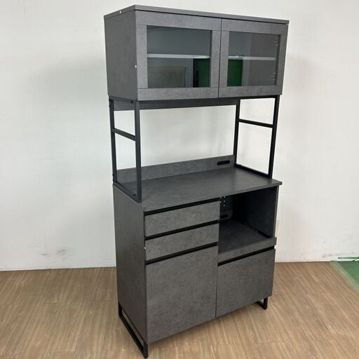 【新品】 ☆豪華キッチンボード☆GY 【訳あり特価品】