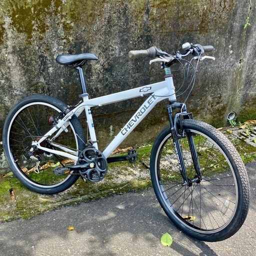お取引感謝【鹿児島県の方に】シボレーロゴ・マウンテンバイク・フロントサス・タイヤヒビあり・中古