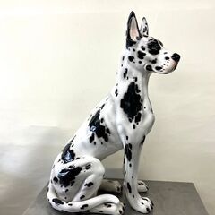 【札幌市内配送可】イタリア製 大型犬 グレートデン グレートデーン 犬 置物 陶器 玄関 インテリア 高さ約81cm の画像