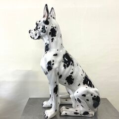 【札幌市内配送可】イタリア製 大型犬 グレートデン グレートデーン 犬 置物 陶器 玄関 インテリア 高さ約81cm の画像