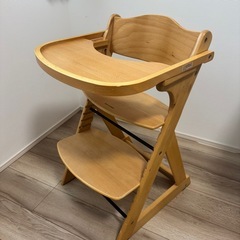 KATOJI 木製 ベビーチェア ナチュラルウッド　テーブ付きの画像