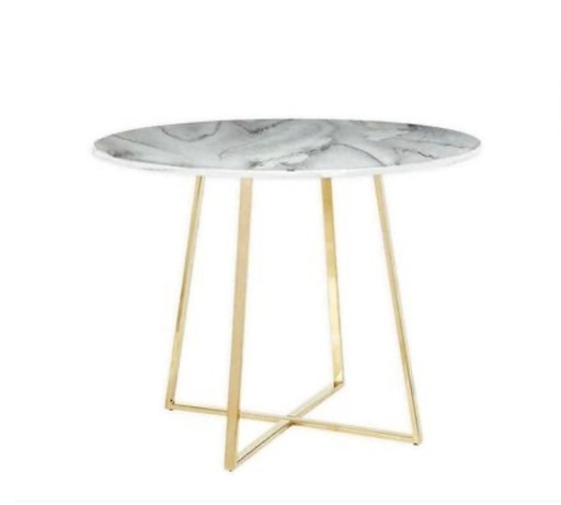 ゴールドレッグガラスラウンドダイニングテーブル