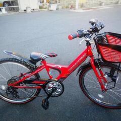 22インチ　ブリヂストン　男の子自転車　赤　変速.　LEDライト