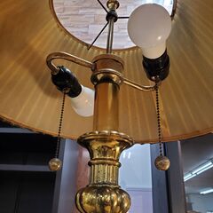 made in Mexico メキシコ製 アンティーク テーブルランプ デスクランプ 2灯式 (LED電球) 高さ69cm/シェード幅48cm ゴールド×ブラック 検) ロイズ アンティークス■近隣配送無料 買取帝国 朝霞店の画像