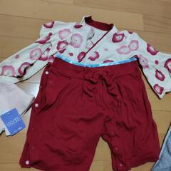 赤ちゃん着物ロンパース、帽子の画像