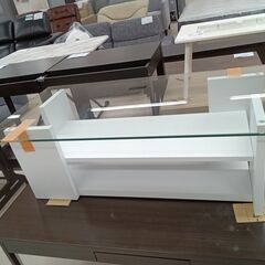 ★ジモティ割あり★  ガラステーブル ホワイト W110×D50...