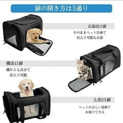 キャリー バッグ 折りたたみ可 猫 小型犬 旅行 通院 アウトドア 黒の画像
