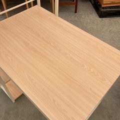 【kj149】美品 横幅90cm システムラック ラック付きデスク ワークデスク パソコンデスク　テーブル 勉強机 在宅ワーク ナチュラル　検)一人暮らし　ファミリー　冷蔵庫　洗濯機　オフィス　事務　テーブル　ラック　収納　家具　ソファ　キッチンの画像