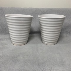 植木鉢9号　2鉢セット　三河焼　白釉薬