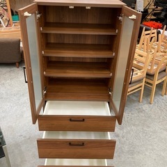 【kj151】美品 モダン カップボード 食器棚 ダイニングボード スリムタイプ  モダンカフェスタイル　検)一人暮らし　ファミリー　冷蔵庫　洗濯機　オフィス　事務　テーブル　ラック　収納　家具　ソファ　キッチンの画像
