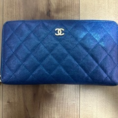 【中古】CHANEL シャネル ファスナー長財布 レディース ブ...
