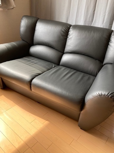 美品 ダークグレー 2人掛けソファ
